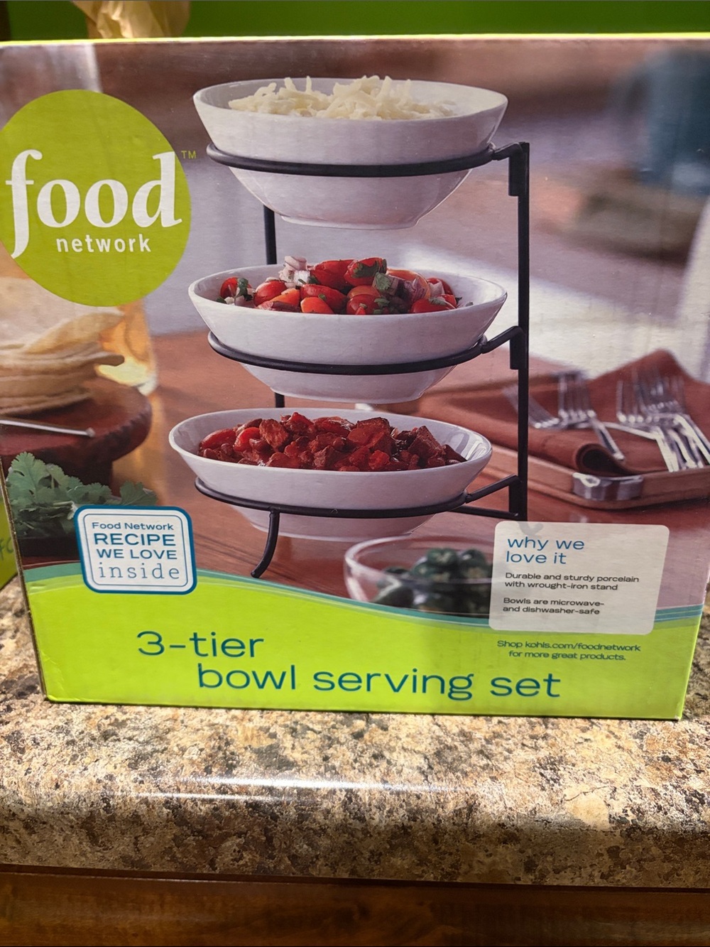 NWT Food Network White 3-Tier Bowl Serving Set